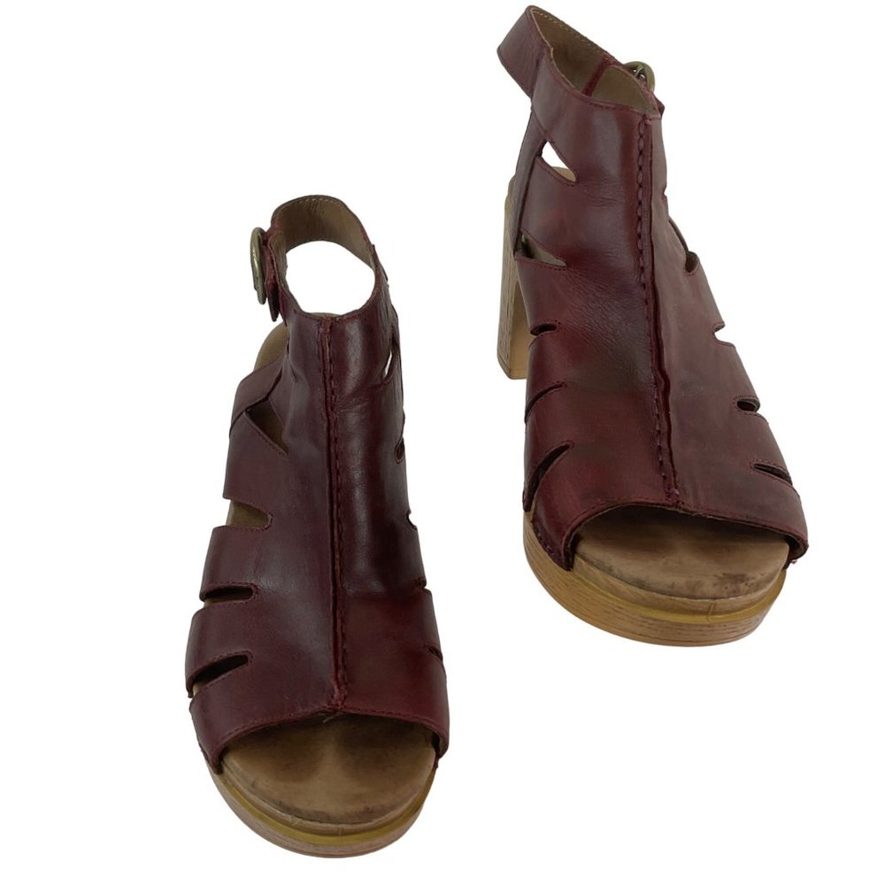 Dansko Shoes Womens Sz EU 41 US 10-10.5 Red Sandal Demetra Leather Platform Bloc - Picture 3 of 13